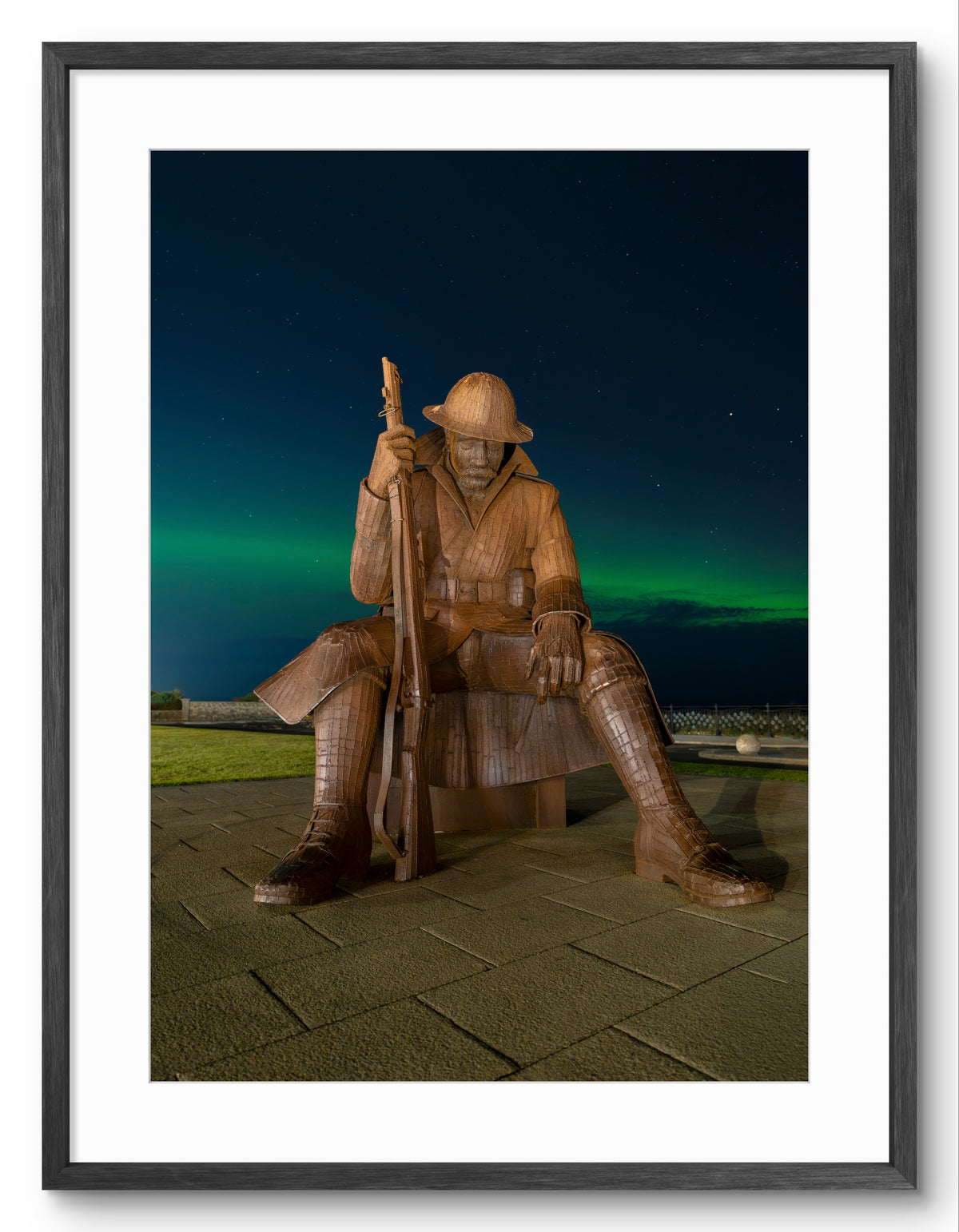 Tommy Seaham Northern Lights Portrait — black frame with white mount