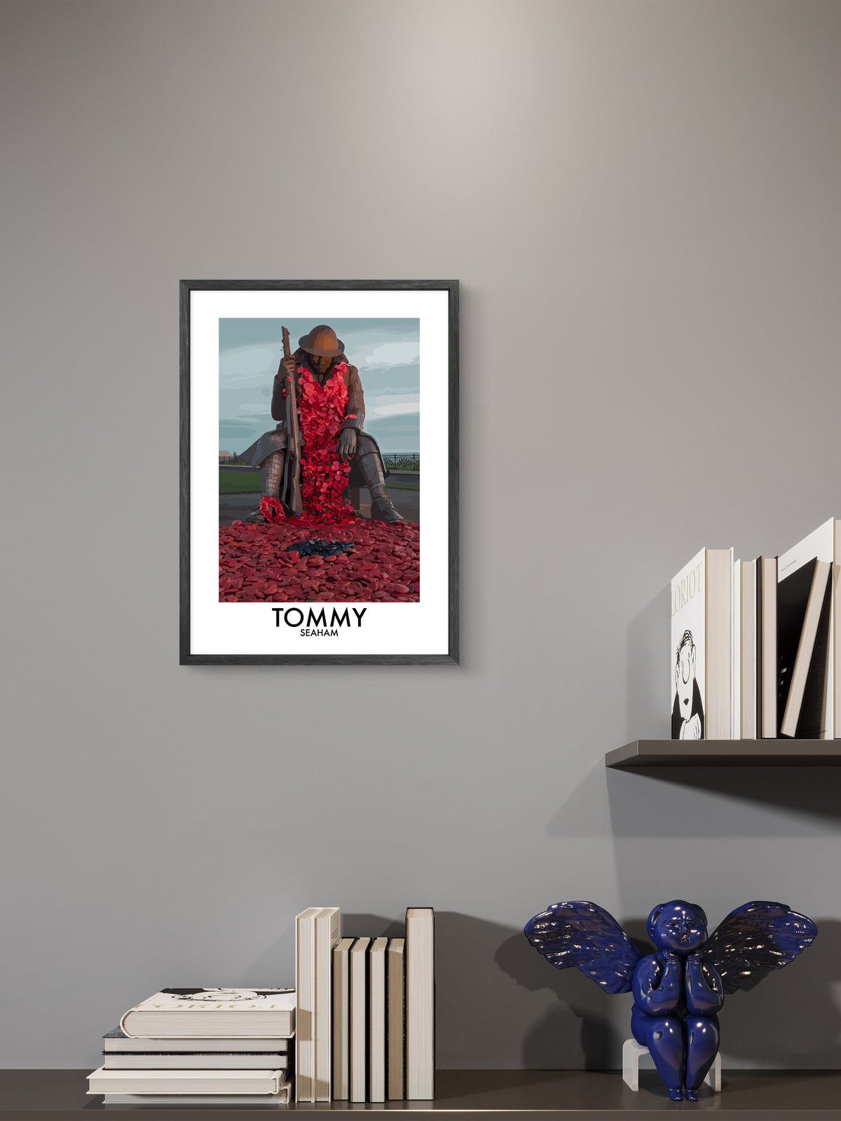 Tommy Seaham Remembrance Poppies framed vector art print displayed in a room setting