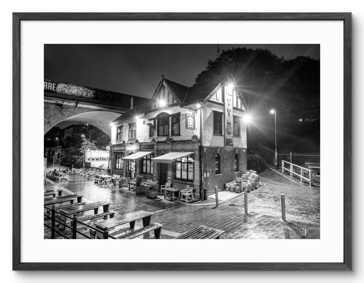 Tyne Bar Newcastle Night — black frame with white mount