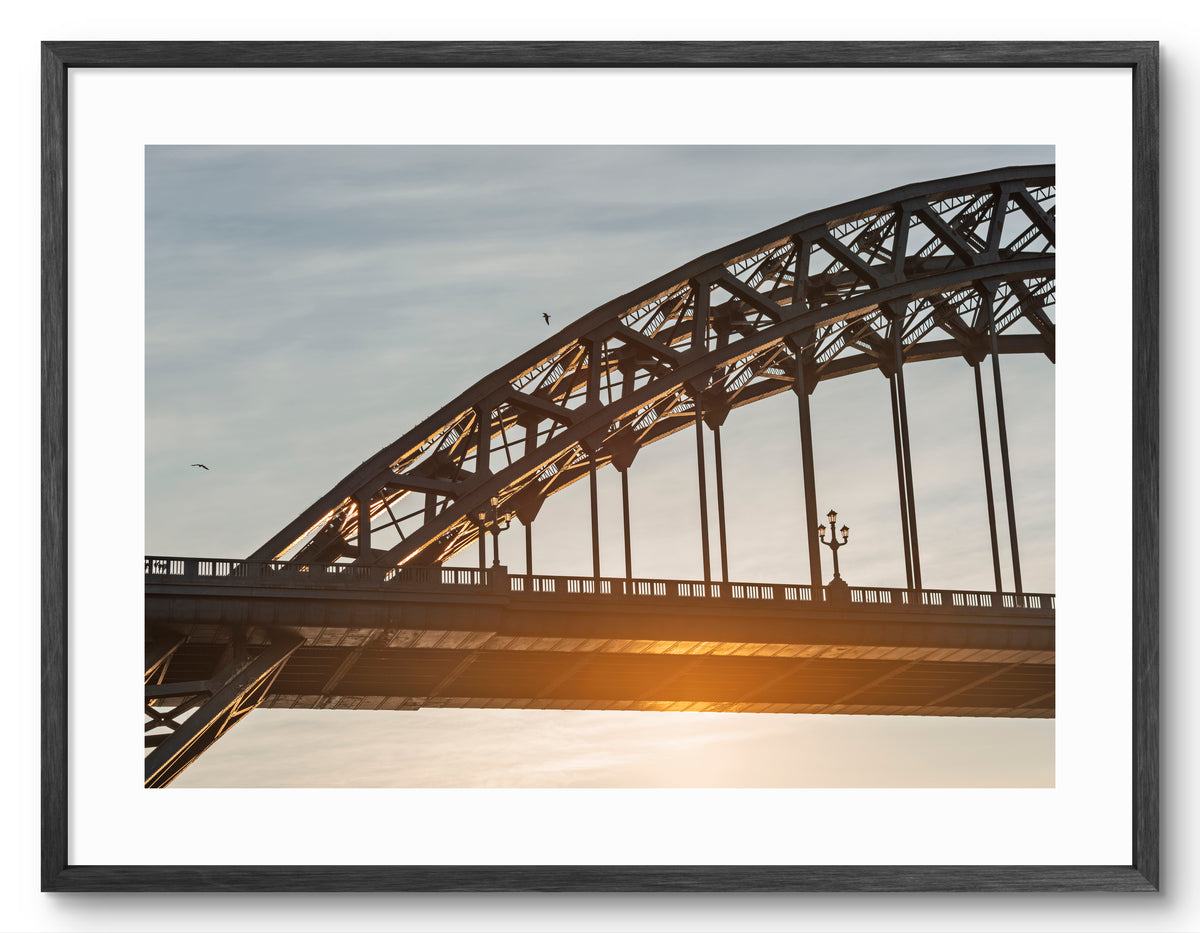 Tyne Bridge Arch at Sunrise — black frame with white mount