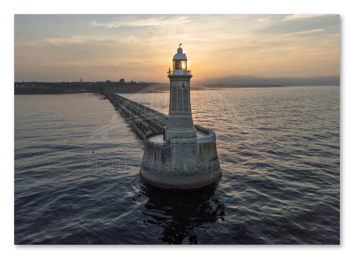Tynemouth Pier Lighthouse Sunset Landscape — photograph preview