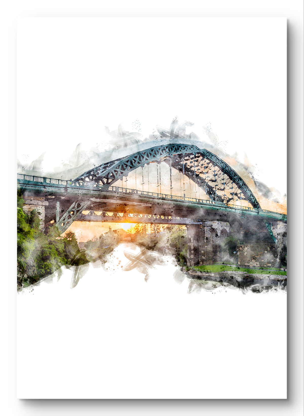 Wearmouth Bridge, portrait digital watercolour artwork preview