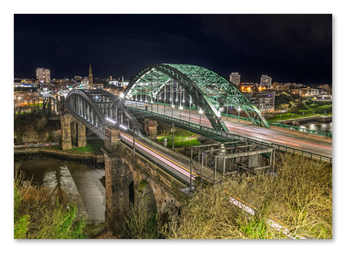 Wearmouth Bridges at Night — photograph preview