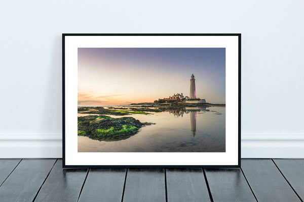 St Mary's Lighthouse and Seaweed Covered Rocks, Whitley Bay