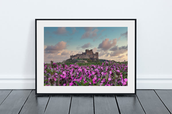 Sea of Flowers, Bamburgh Castle in Northumberland, on the North East coast of England