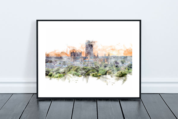 Durham Cathedral Digital Watercolour at Sunset, Durham