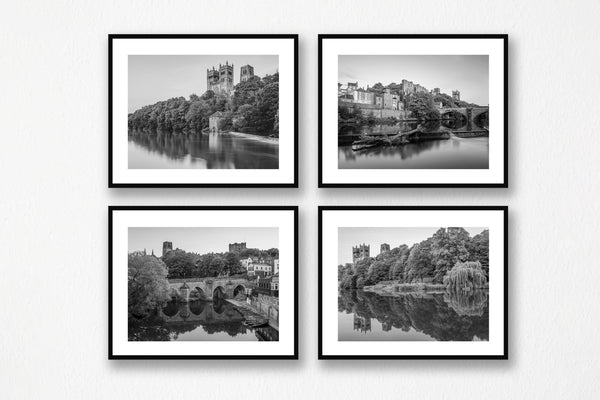 Durham City Reflecting in The River Wear, Durham . Four Black and White 10x8 inch prints of Durham City and The River Wear. - North East Captures
