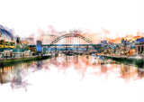 The Quayside and Tyne Bridge Digital Watercolour, Newcastle and Gateshead