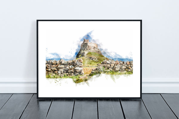 Lindisfarne Castle Digital Watercolour, Northumberland