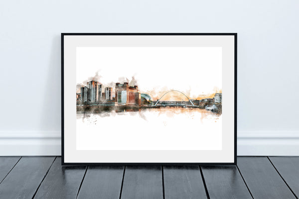 Newcastle and Gateshead Quayside Digital Watercolour