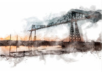 The Tees Transporter Bridge Sunset Digital Watercolour, Middlesbrough