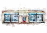 The Rendezvous Cafe Digital Watercolour, Whitley Bay