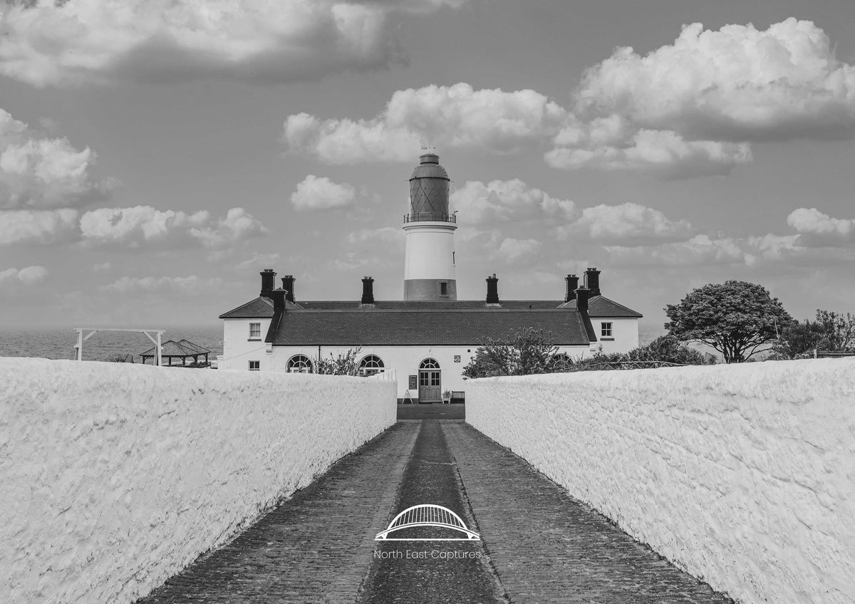 North East Lighthouses - Four Black and White Photographs - Roker - Souter - Herd Groyne - St Mary's.