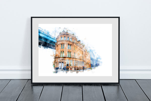 The Tyne Bridge and Sandhill Street Digital Watercolour, Newcastle
