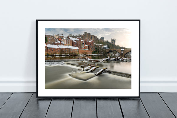 Wintery Framwellgate Bridge and River Wear, Durham Cathedral and Castle