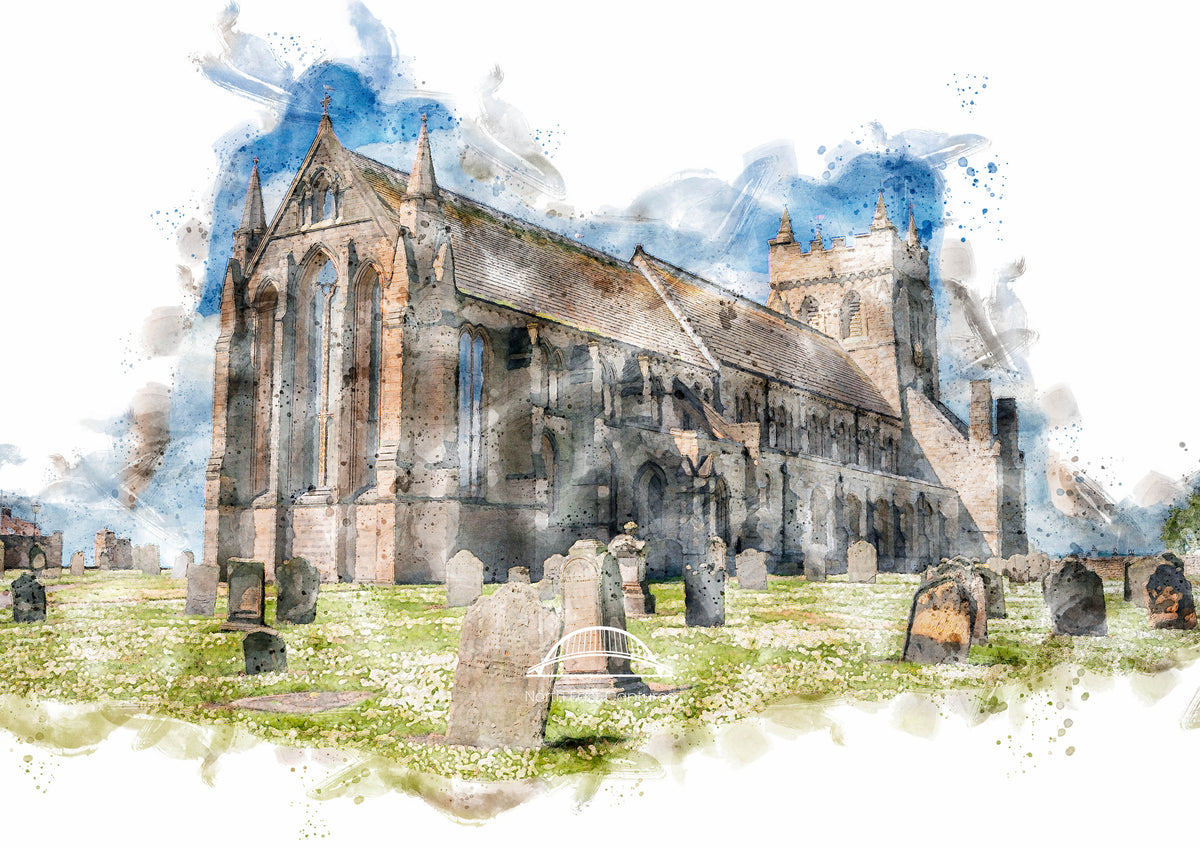St Hildas Church - Digital Watercolour - Hartlepool