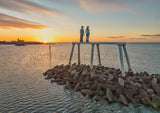 Couple, looking out to sea Sunrise Print - Newbiggin By The Sea.